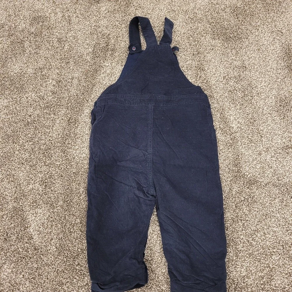 Beatrice & George Navy Blue Corduroy Overalls Crest Patch 24 Months B08-0033